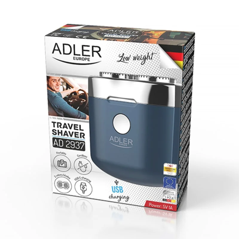 ADLER 2-hlavový cestovný holiaci strojček s usb