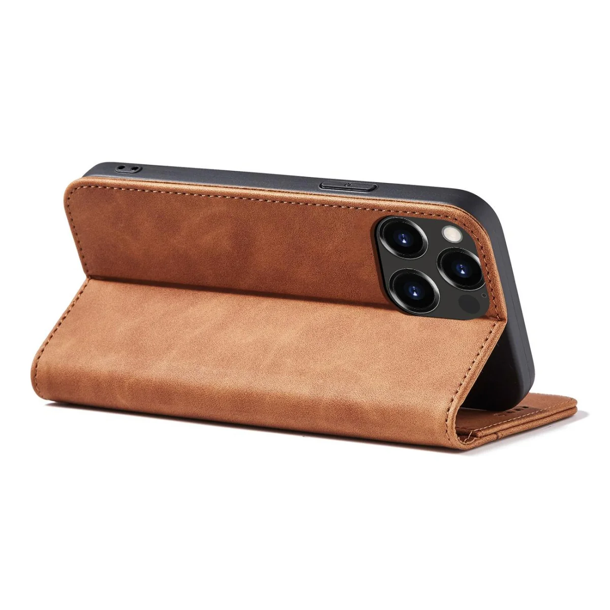 MG Magnet Fancy knižkové kožené puzdro na iPhone 13 Pro Max, hnedé