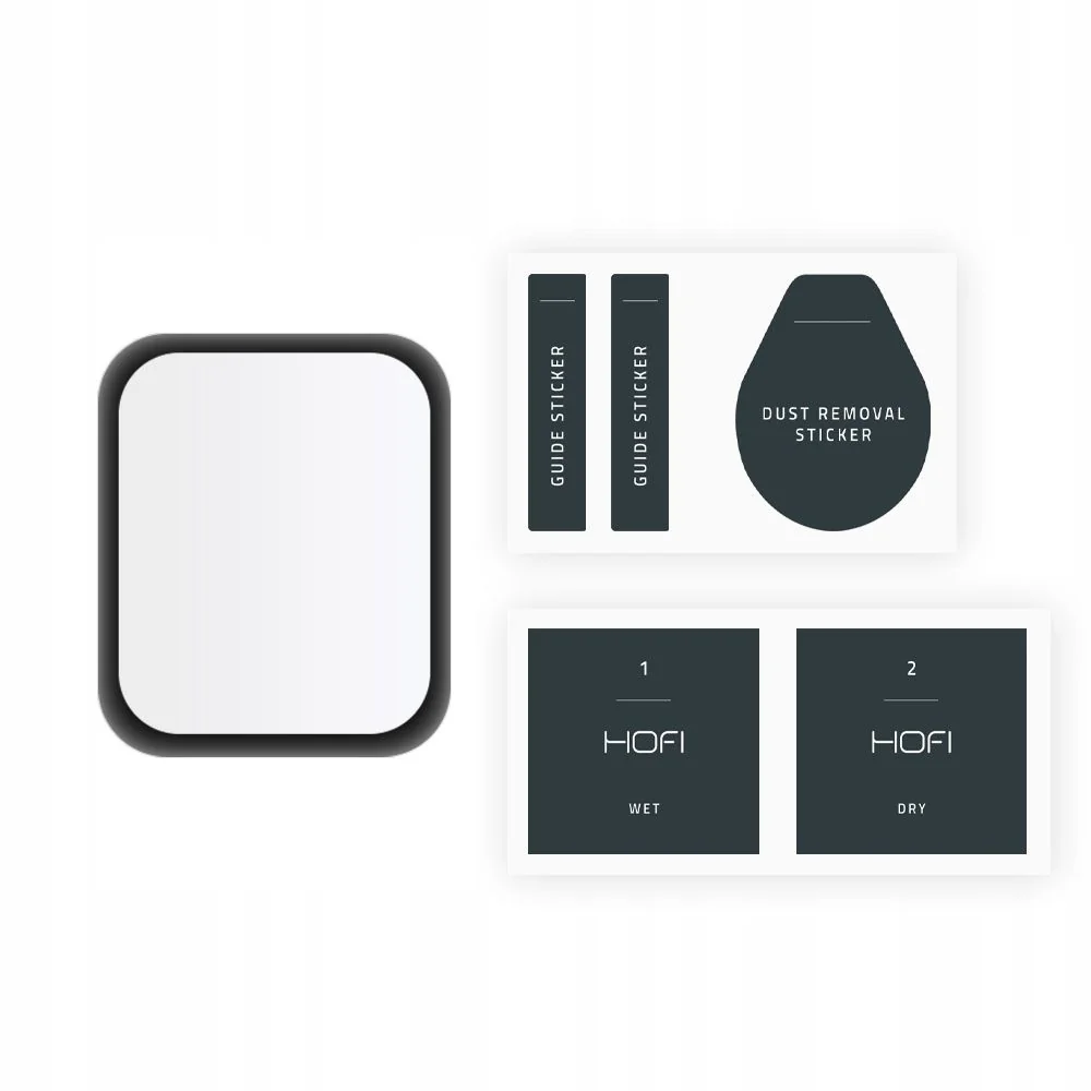 HOFI Hybrid ochranné sklo na Apple Watch 7 / 8 / 9 (41mm), čierne