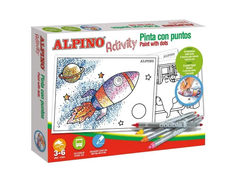 ALPINO Alpino Activity maľovanie s bodkami 1×1 set