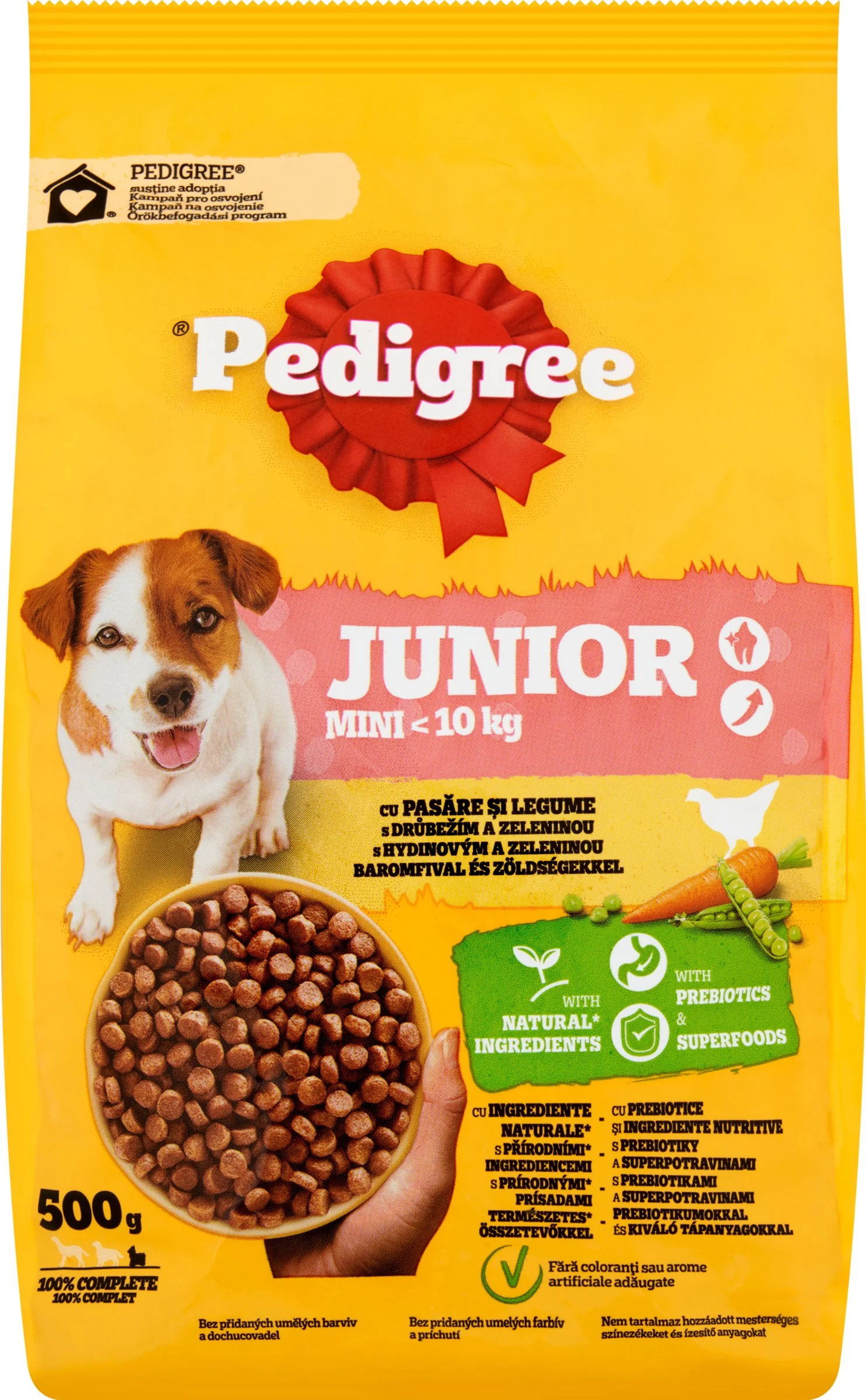 PEDIGREE granule Mini Junior hydina so zeleninou 1×500 g, granule pre psy