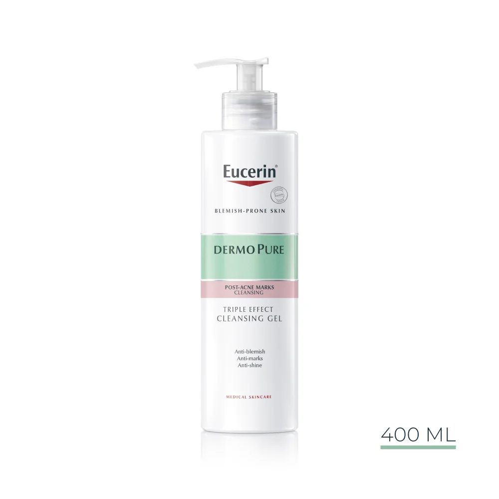 Eucerin DERMOPURE Exfoliačný čistaci gél s trojitým účinkom na tvár & telo 1×400 ml, čistiaci gél