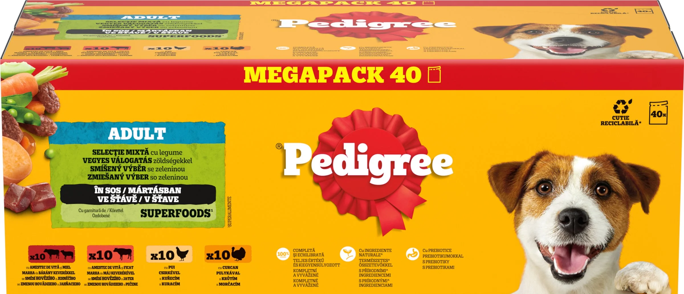 PEDIGREE Kapsička mixovaný výber so zeleninou v šťave, 40pack 40×100 g, kapsička pre psy