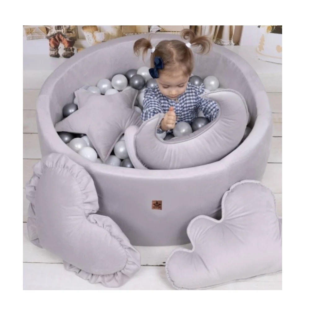 Baby Nellys Bazén pre deti 90x30 cm Velvet + 200 balónikov, jeans
