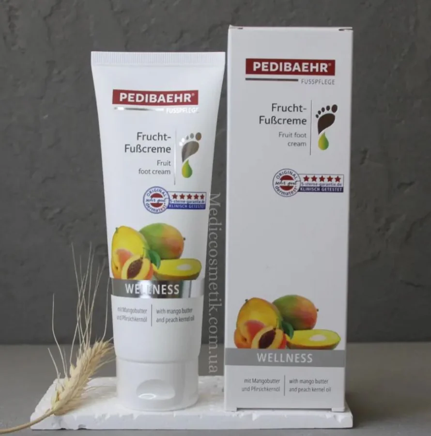 Krém na nohy na zmäkčenie a zvlhčenie pokožky ovocný broskyňa Pedibaehr, 125 ml