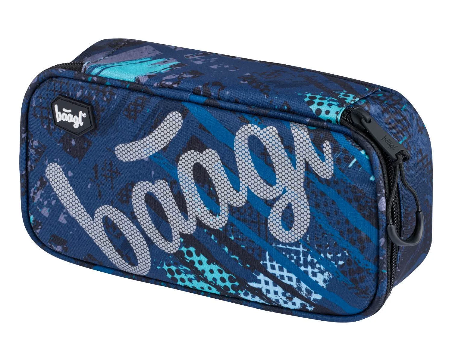 Baagl školský peračník etui Skate Štruktúry, modrý čierny, oválny
