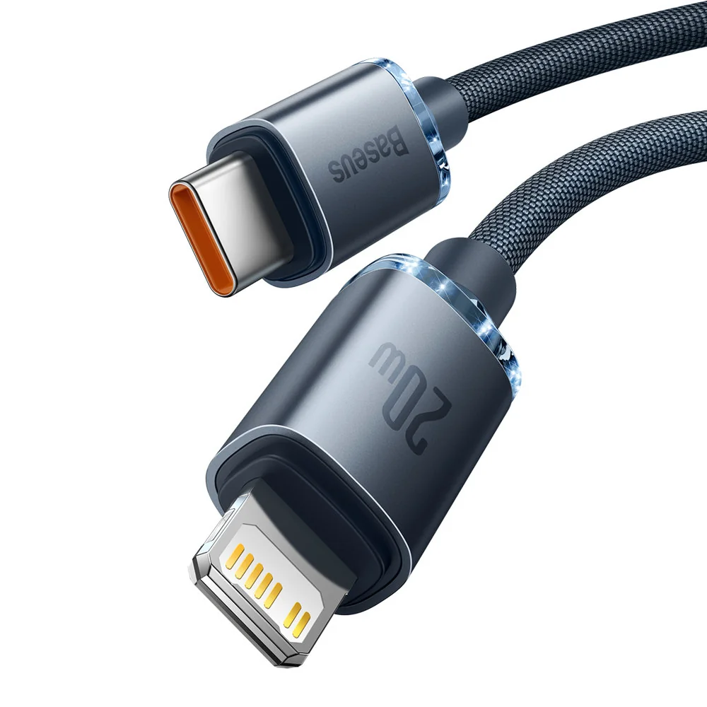 Baseus Crystal Shine kábel USB-C / Lightning 20W 2m, čierny
