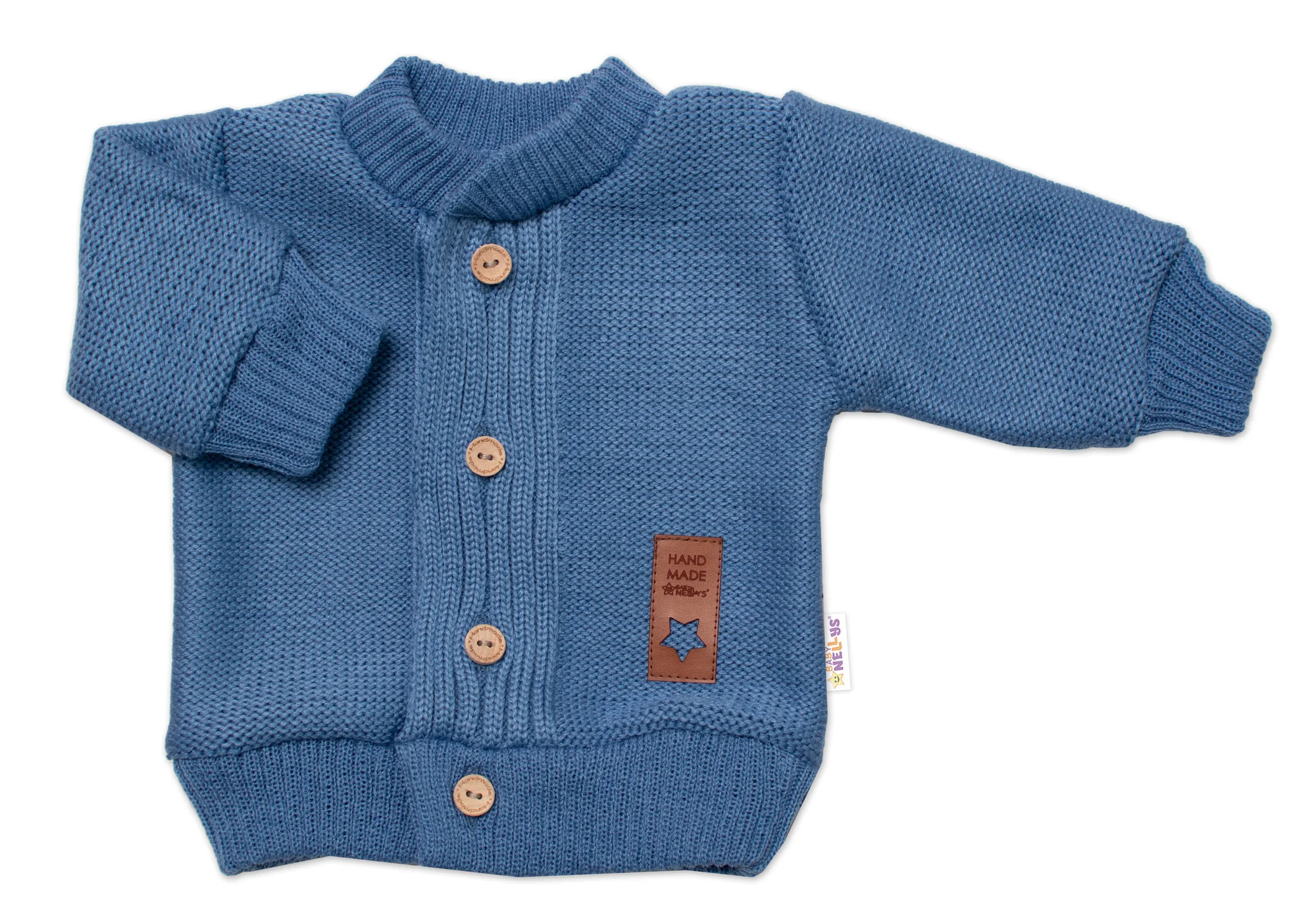 5-dielna pletená sada Baby Nellys, Boy, body, nohavice, sveter, čiapka, motýlik, modrá,80