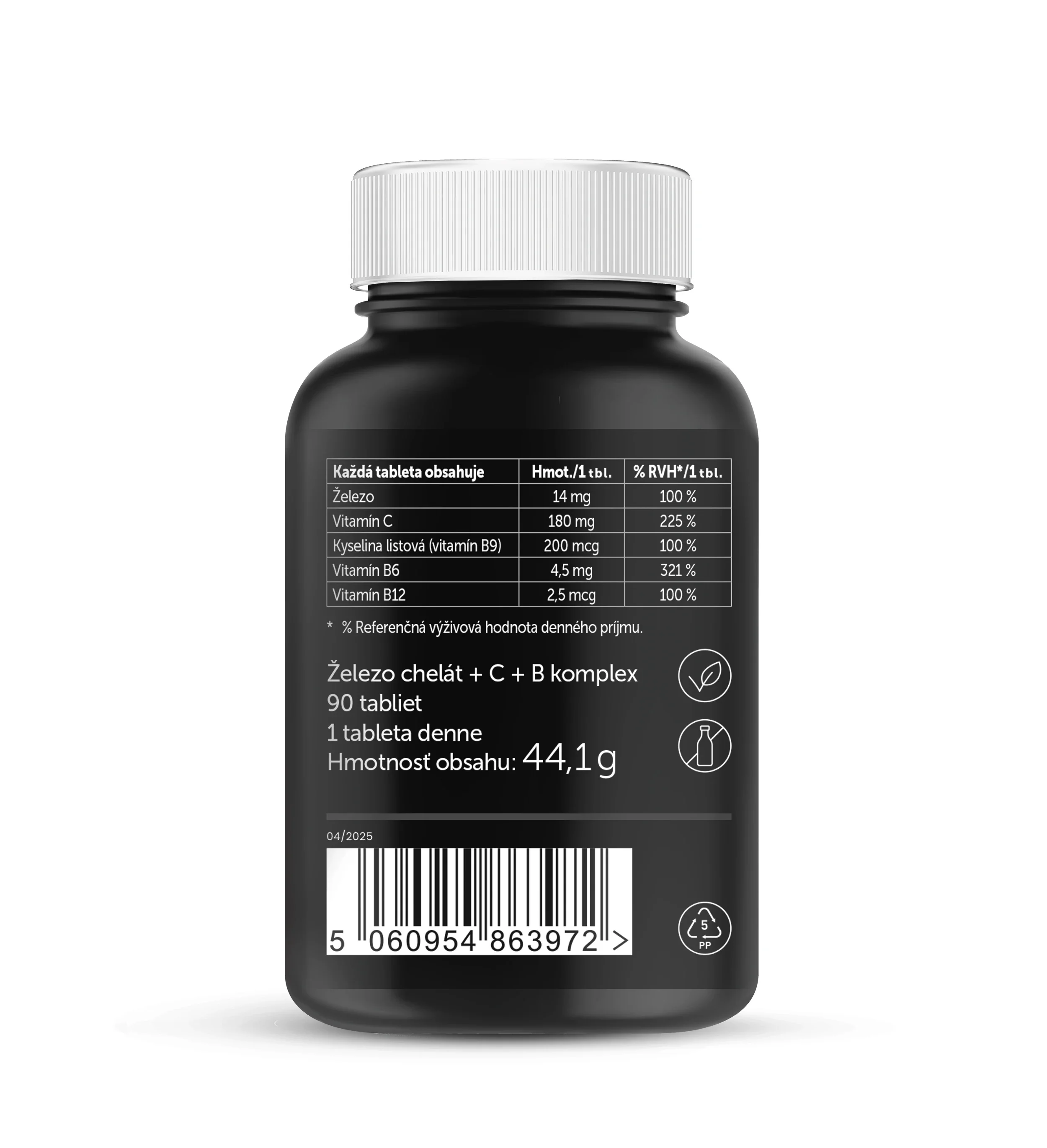 Silwer Železo chelát, vitamíny C+ B 60 tabliet. Okysličenie organizmu, tvorba krvi, energia.