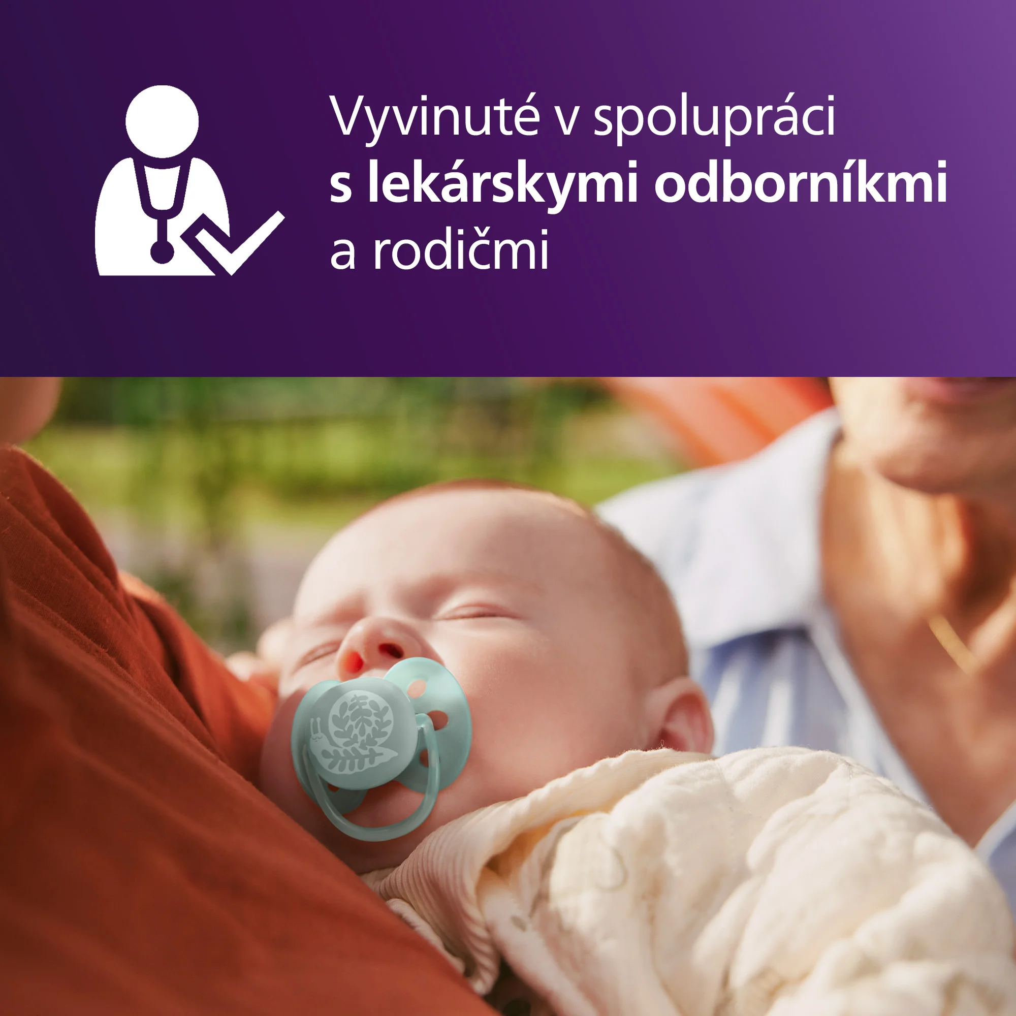 Philips AVENT - Cumlík Ultrasoft s obrázkom SCF091/41, 0-6 m, neutral 2 ks