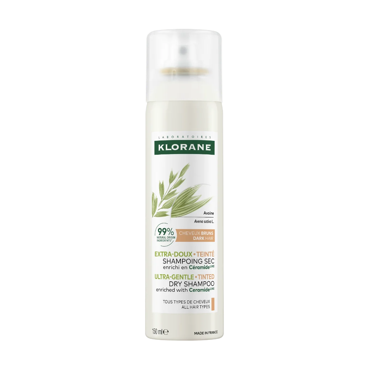 KLORANE SUCHÝ ŠAMPÓN s ovseným mliekom a ceramidmi 1×150 ml, suchý tónovací šampón