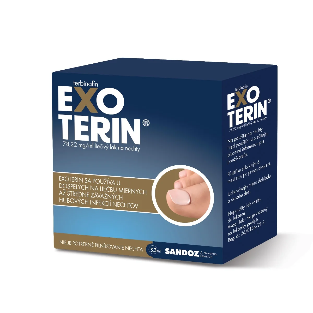 Exoterin 78,22 mg/ml liečivý lak na nechty (liek na lokálne použitie) 1×3,3 ml, liečivý lak na nechty