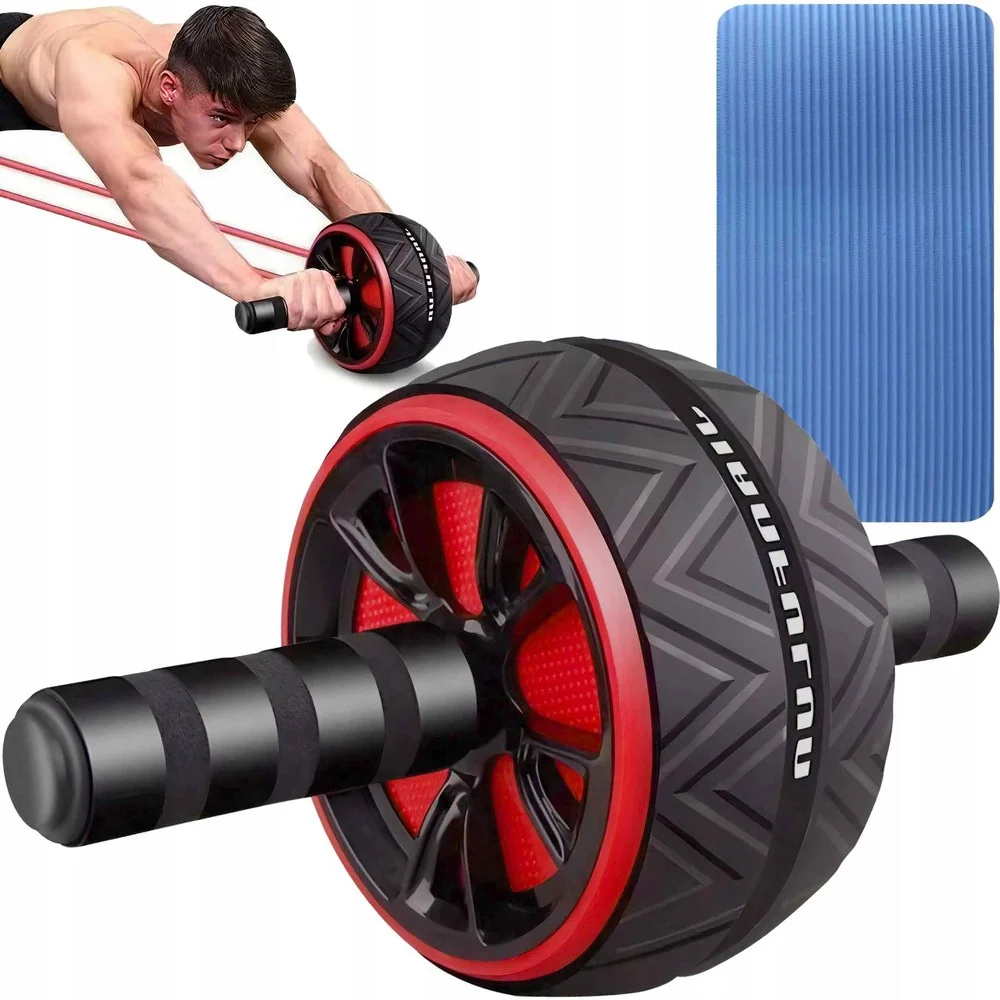 MG FitRoll posilňovacie koliesko + podložka, čierne / červené