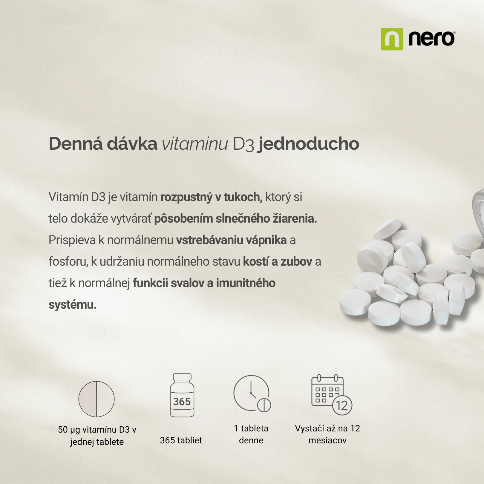 NERO Vitamin D3 2000 IU 365 tabliet