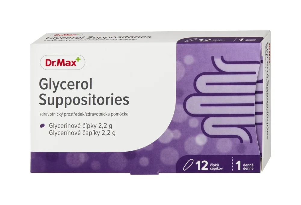 Dr. Max Glycerol Suppositories 2,2 g 1×12 ks, glycerínové čapíky