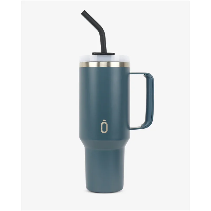 Runbott Latt Termohrnček s rúčkou a slamkou – 1100 ml, modrý