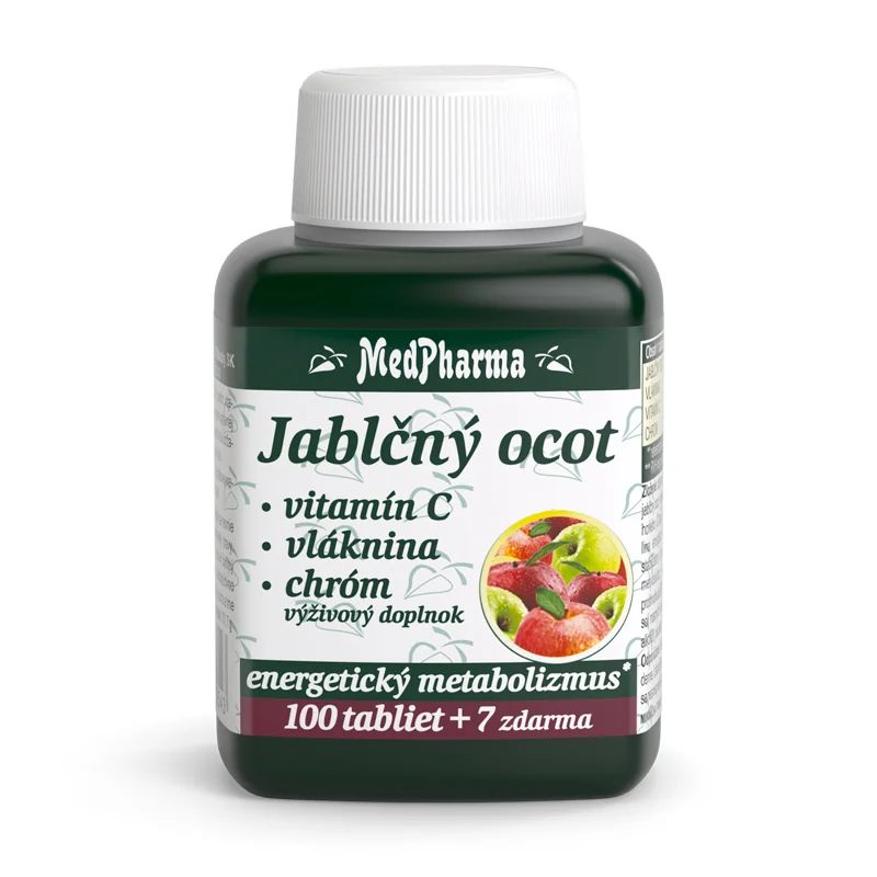 MedPharma JABLČNÝ OCOT, VIT C, VLÁKNINA, CHRÓM 1×107 tbl, JABLČNÝ OCOT, VIT C, VLÁKNINA, CHRÓM