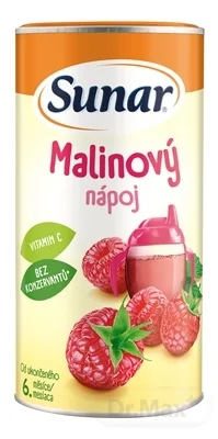Sunar Rozpustný nápoj Malinový 1×200 g, potravina na osobité výživové účely