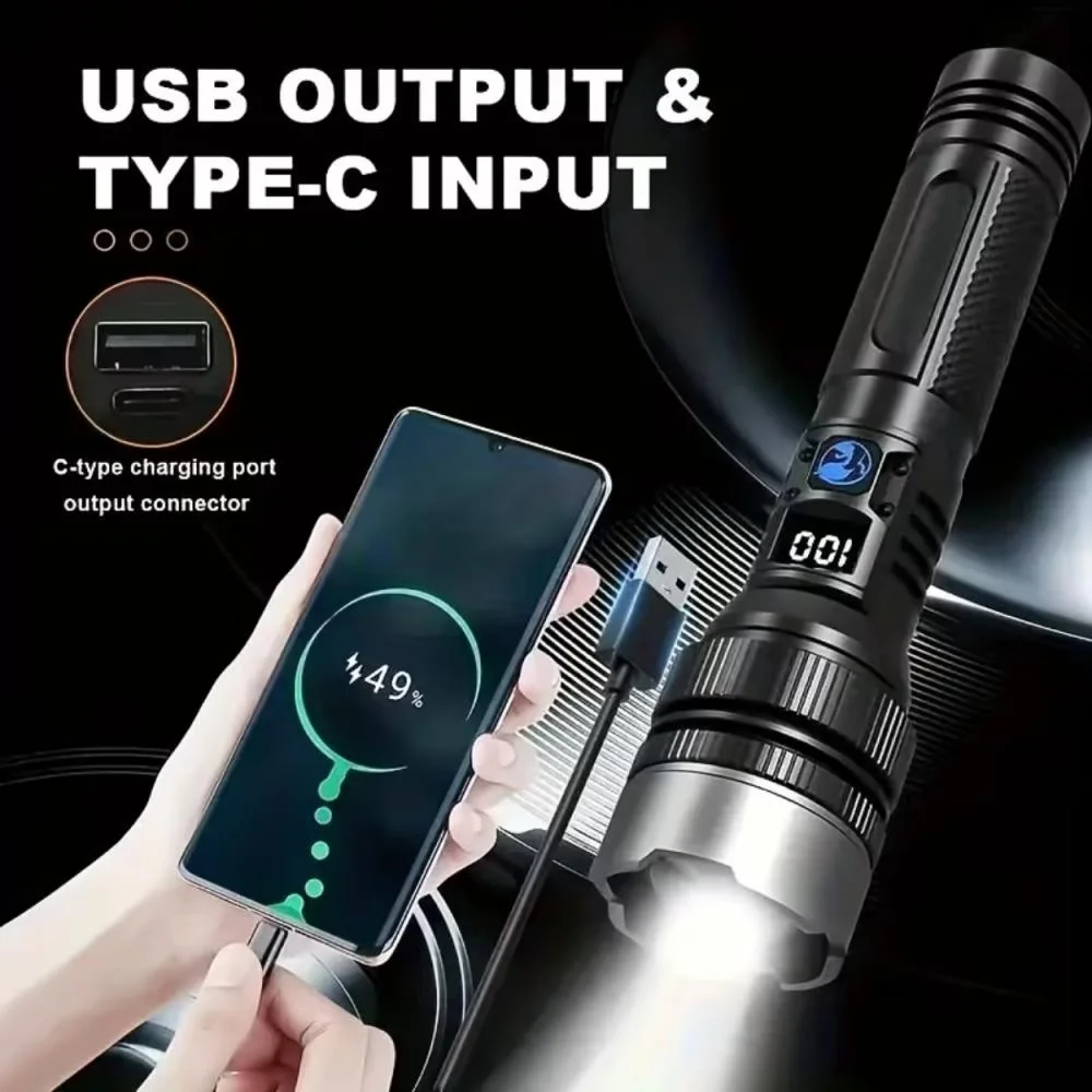 LED baterka s funkciou powerbanky Čierna