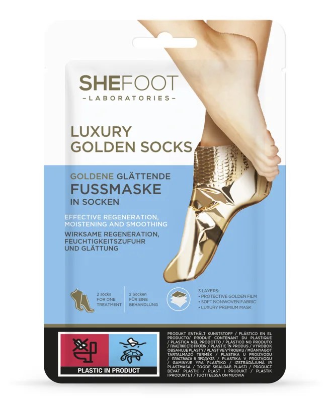SheFoot Luxury Golden - Zlaté zjemňujúce ponožky 1×1 ks, rukavice