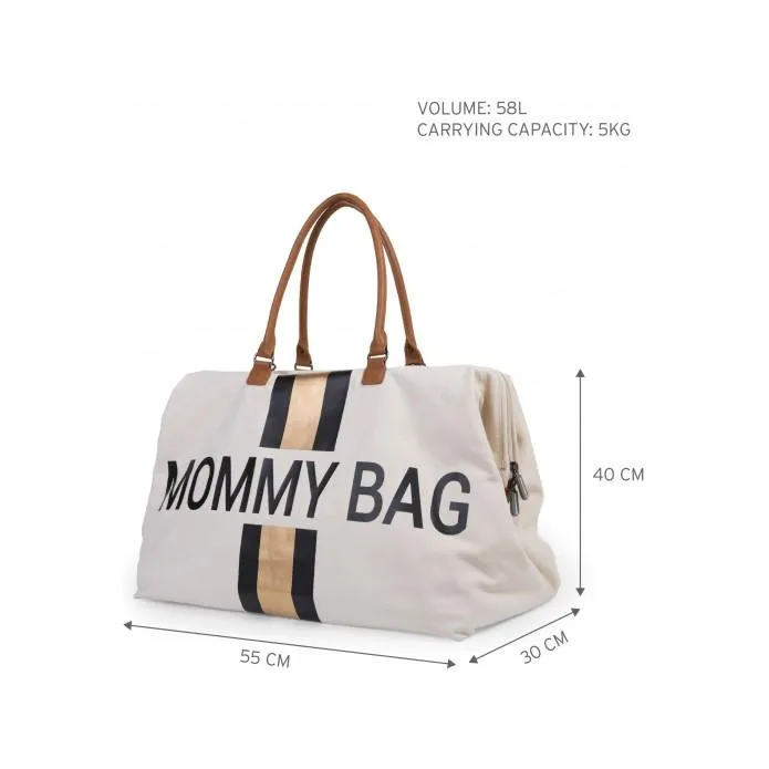 CHILDHOME Prebaľovacia taška Mommy Bag Big Off White / Black Gold 1×1 ks