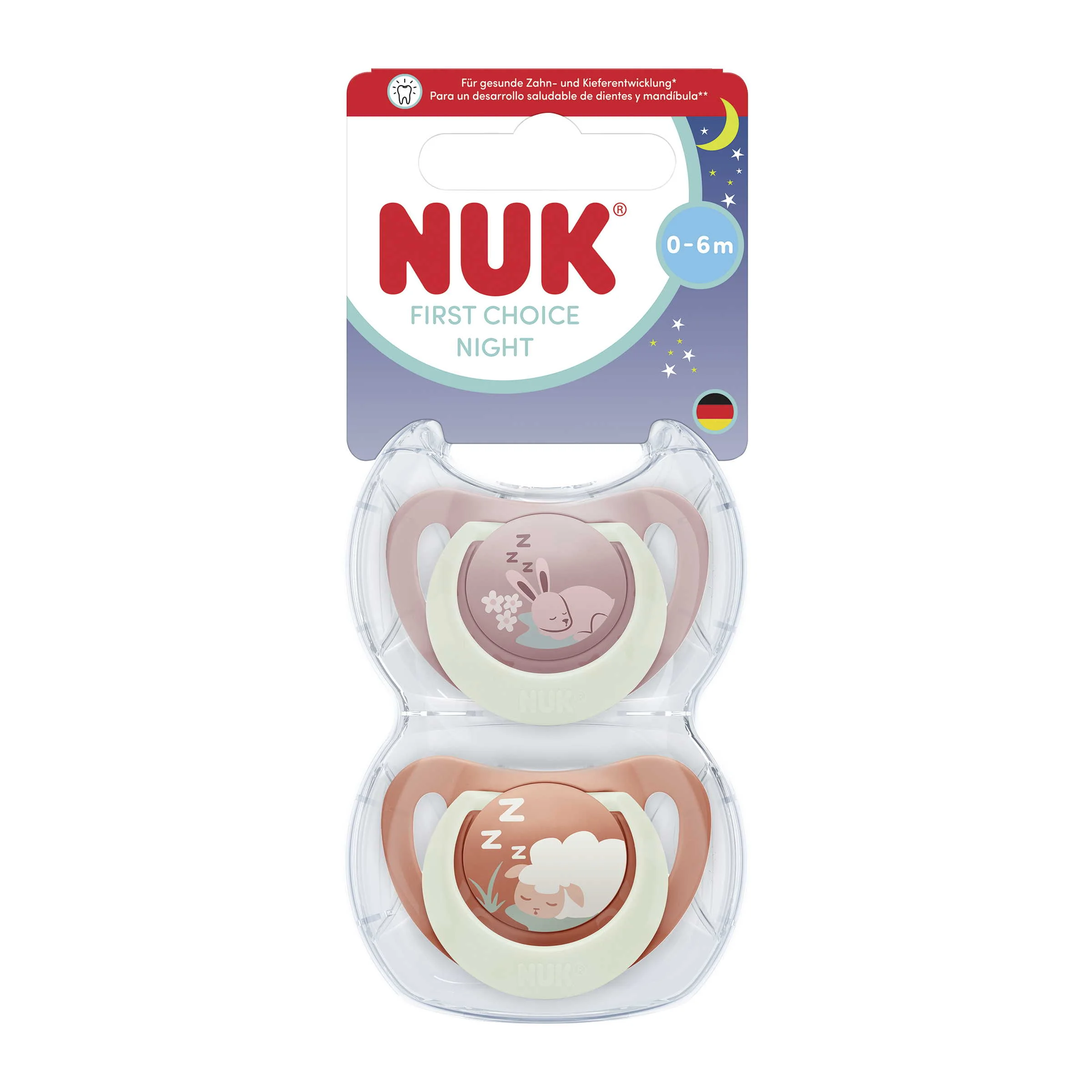 NUK cumlík First Choice Night BUNNY/SHEEP 0-6m 2 ks