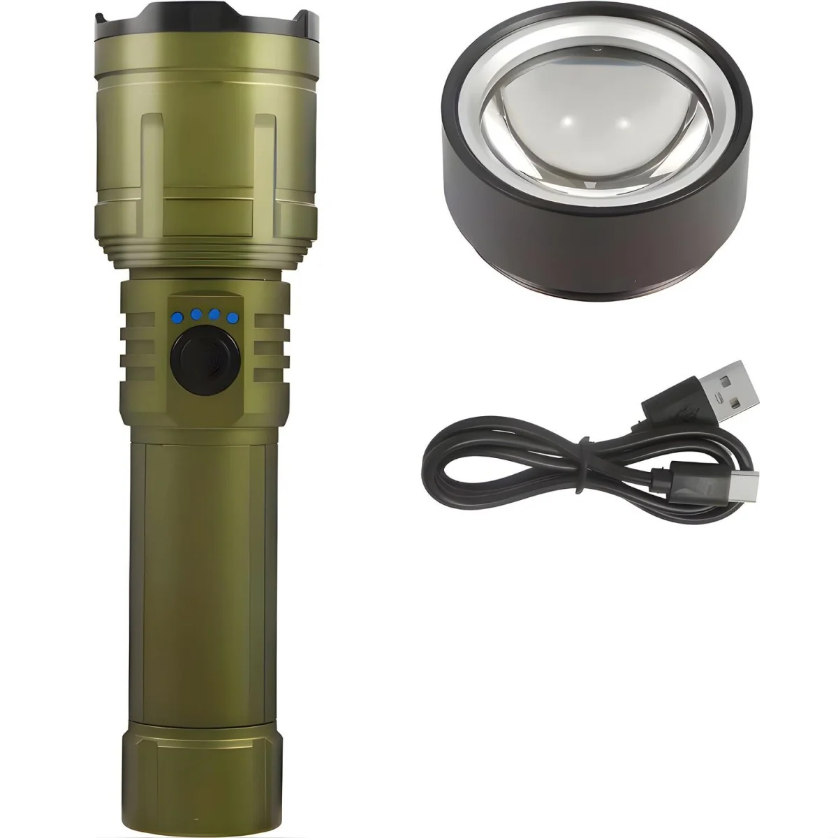 LED taktická baterka 20W zelená 1 ks