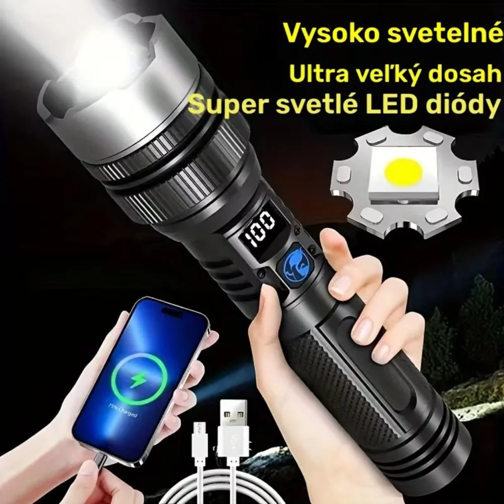 LED baterka s funkciou powerbanky Čierna