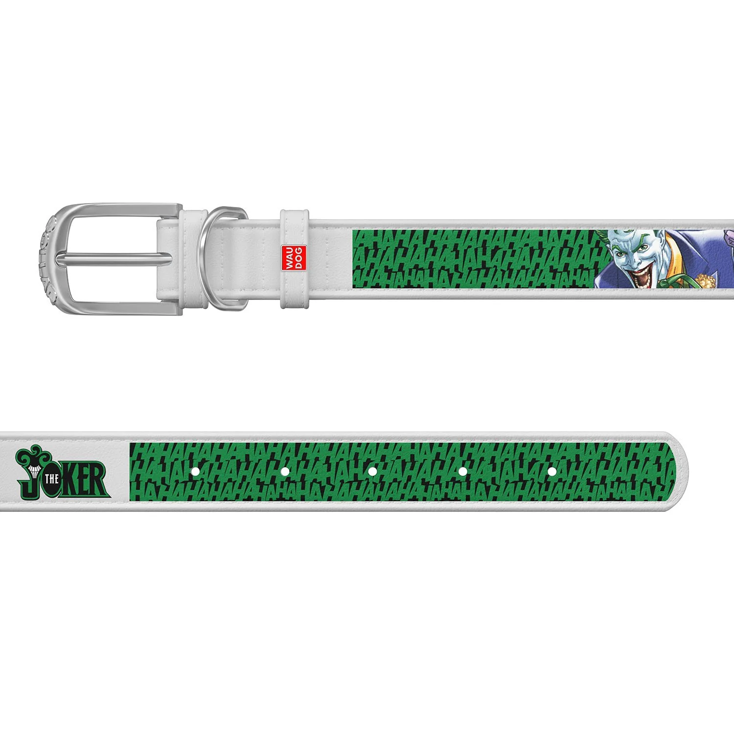 Kožený obojok JOKER DC COMICS biely, Obvod krku: 18-24 cm, širka: 9 mm
