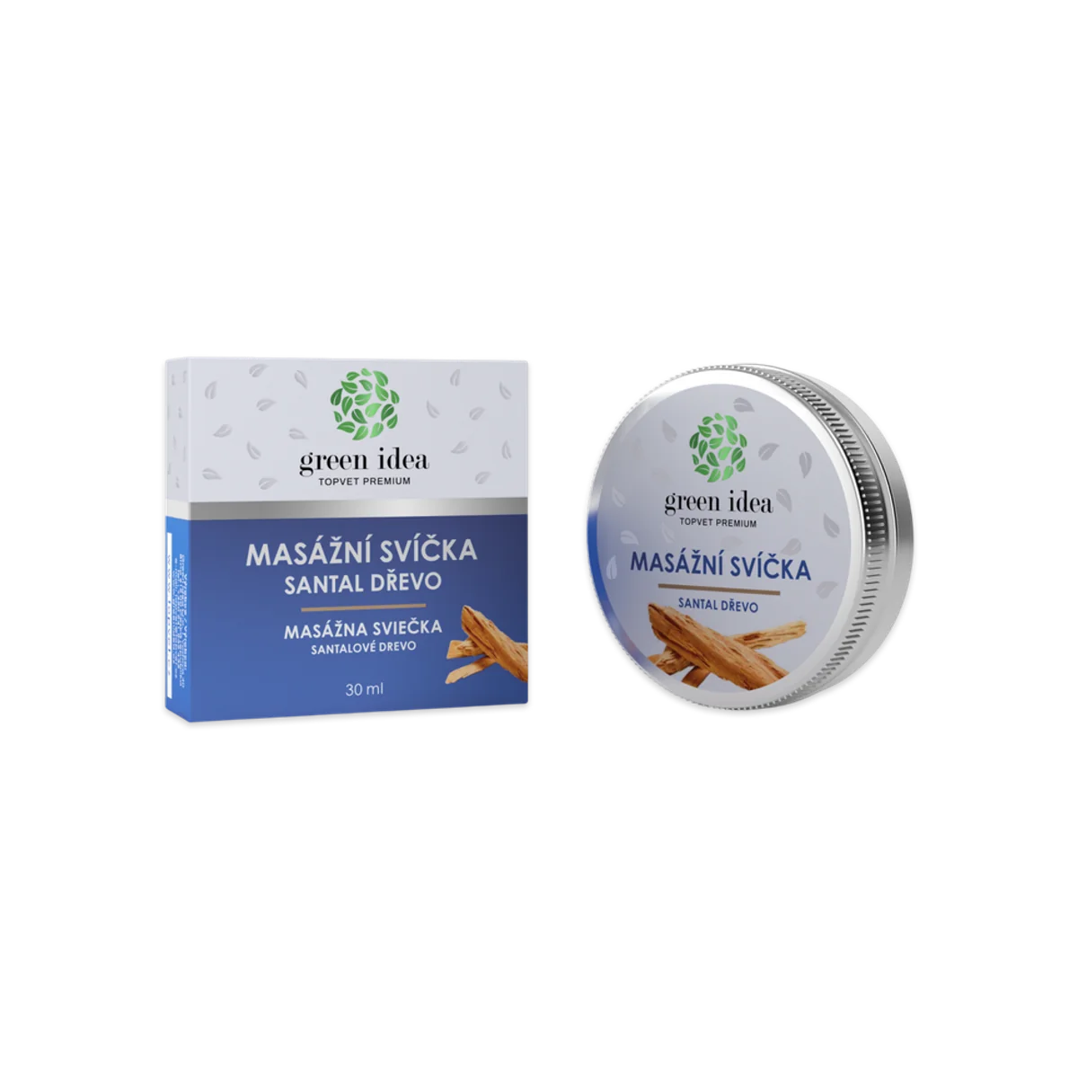 Masážna sviečka – santalové drevo 30 ml – Green idea