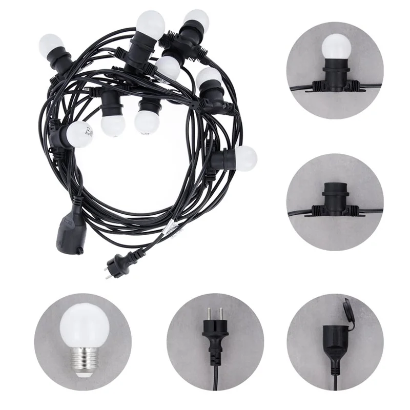 Reťaz svietiaca WHITE/PINK/BLUE 10ks 12m 230V IP65 2W LIGHT GARLAND SET ML15781