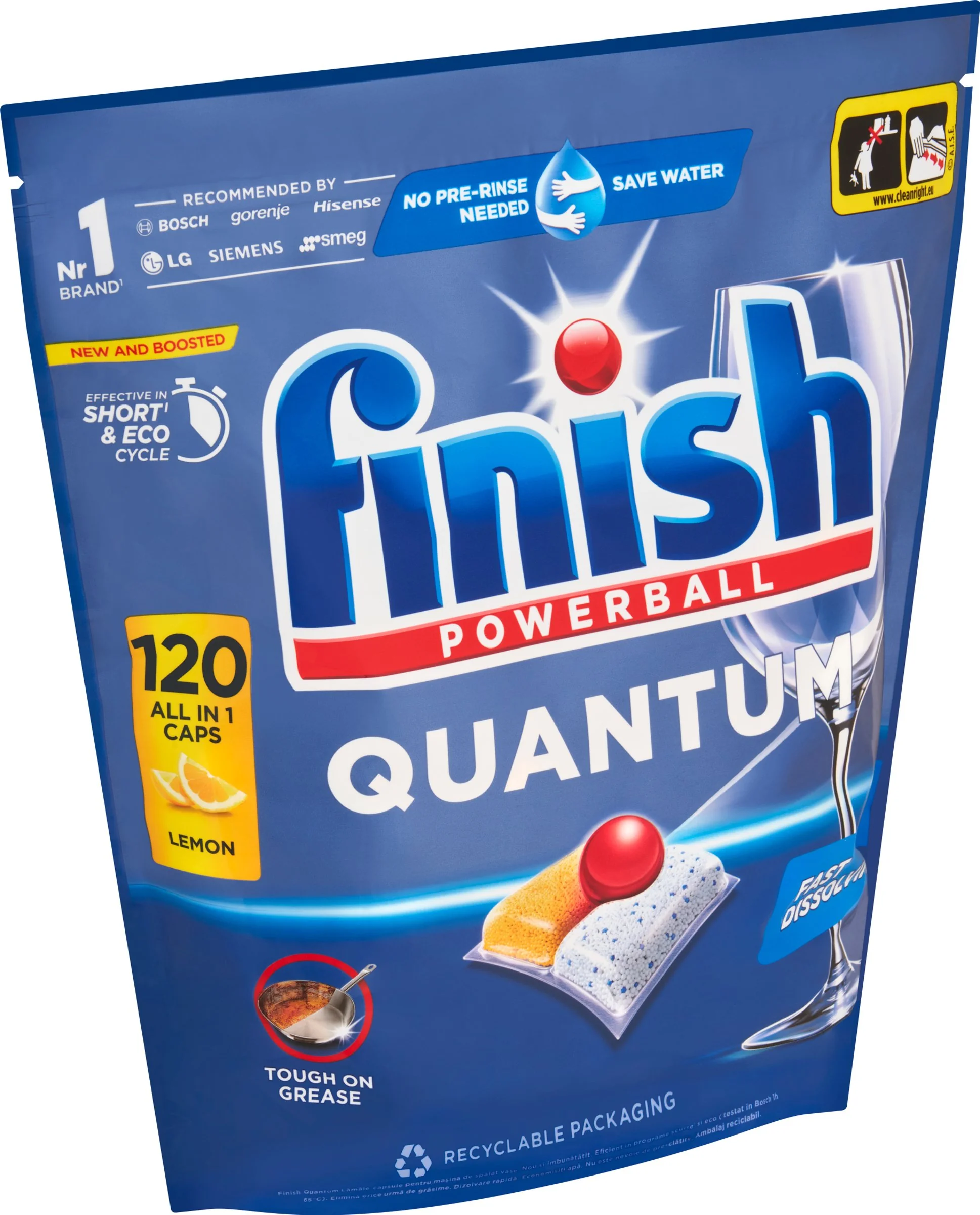 Finish Tabs Quan.All in1 Lemon čistič umývačky riadu 120 ks