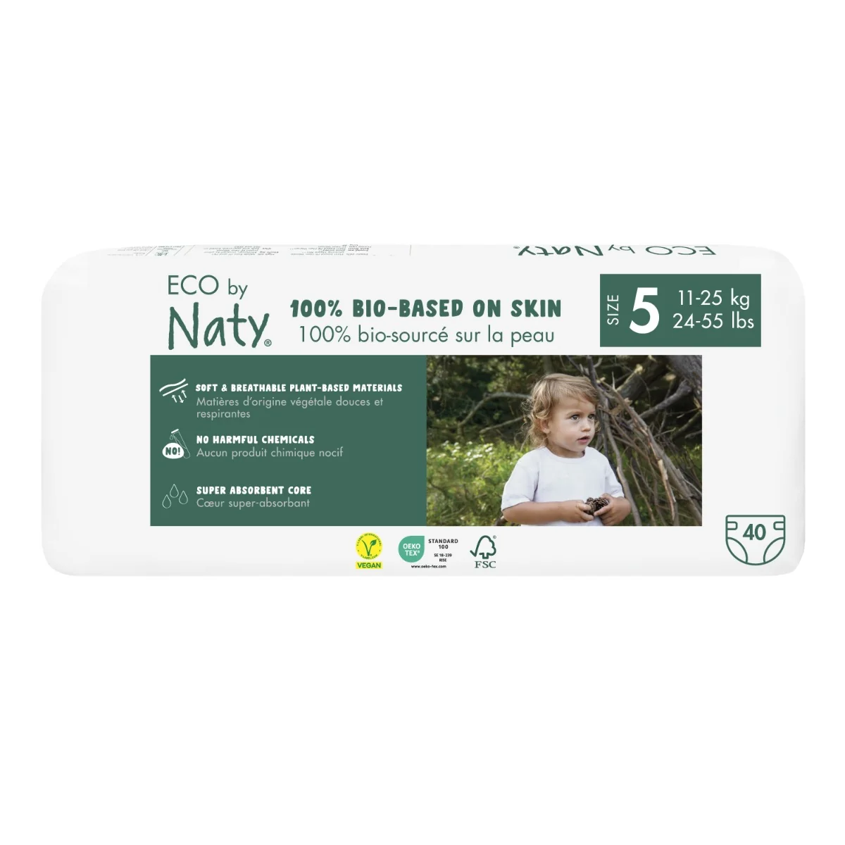 ECO BY NATY Plienky jednorazové 5 (11-25 kg) 40 ks - ECONOMY PACK 1×40 ks
