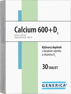 GENERICA Calcium 600+D3 1×30 tbl, výživový doplnok