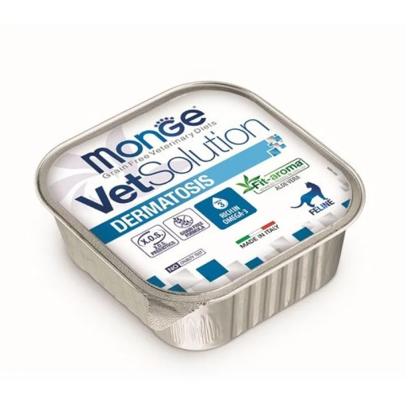 MONGE VetSolution Cat Dermatosis 100g paštéta pre mačky na podporu funkcie pokožky pri dermatóze