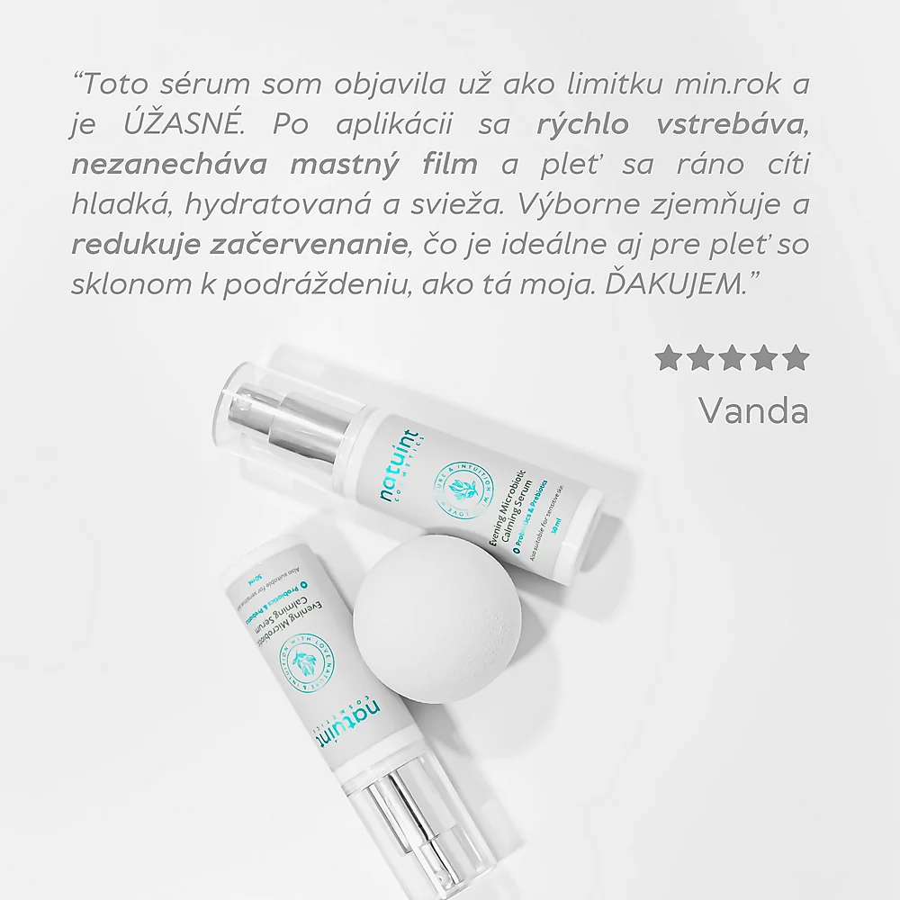 Natuint cosmetics - Nočné mikrobiotické sérum Upokojujúce Evening Microbiotic Calming Serum
