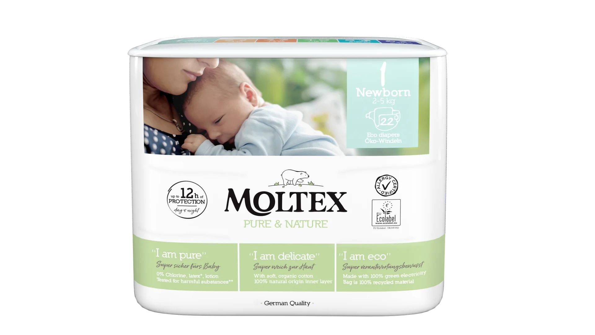 Moltex Pure & Nature Plienky Newborn 2-5 kg 1×22 ks,  plienky