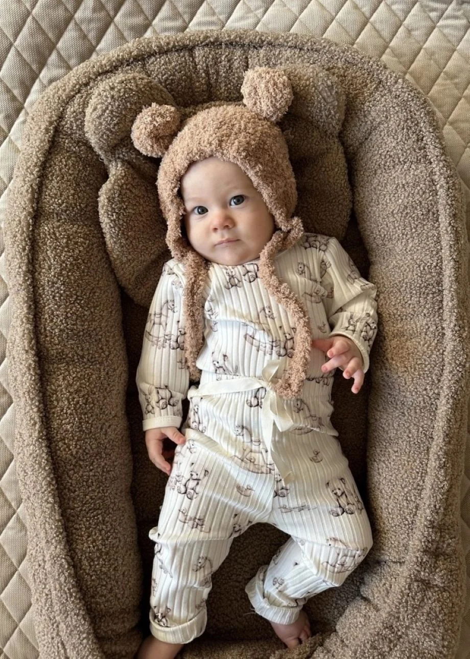 Obojstranné hniezdočko s vankúšikom Teddy Bouclé - pudrovo rúžová