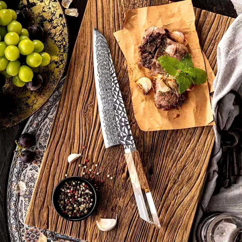 Damaškový kuchynský nôž Nariko-Hnedá 1ks nôž, Chef-35cm