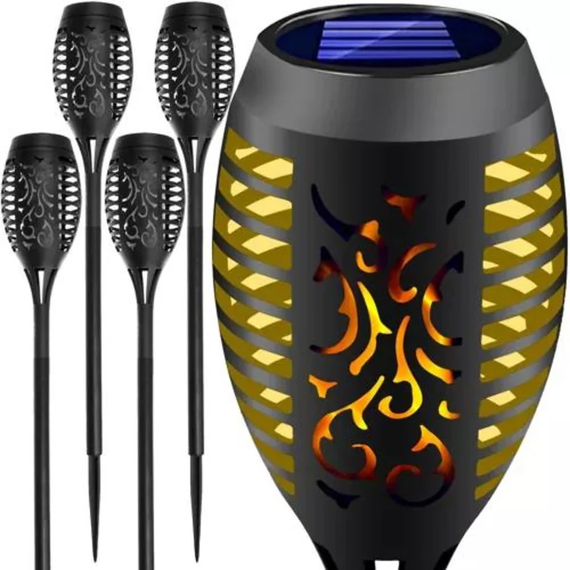 MG Garden Torch solárna lampa 4ks, čierna 