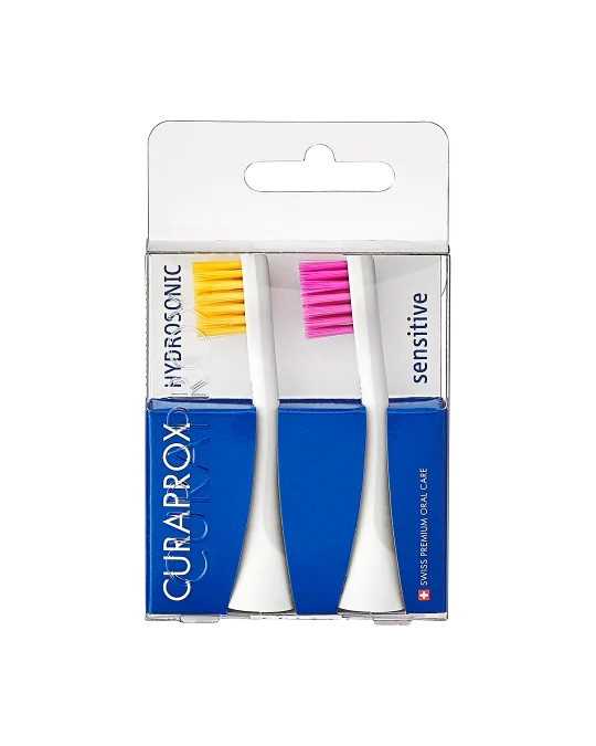 CURAPROX Hydrosonická náhradná hlavica PRO sensitive - žltá/ružová 2 ks