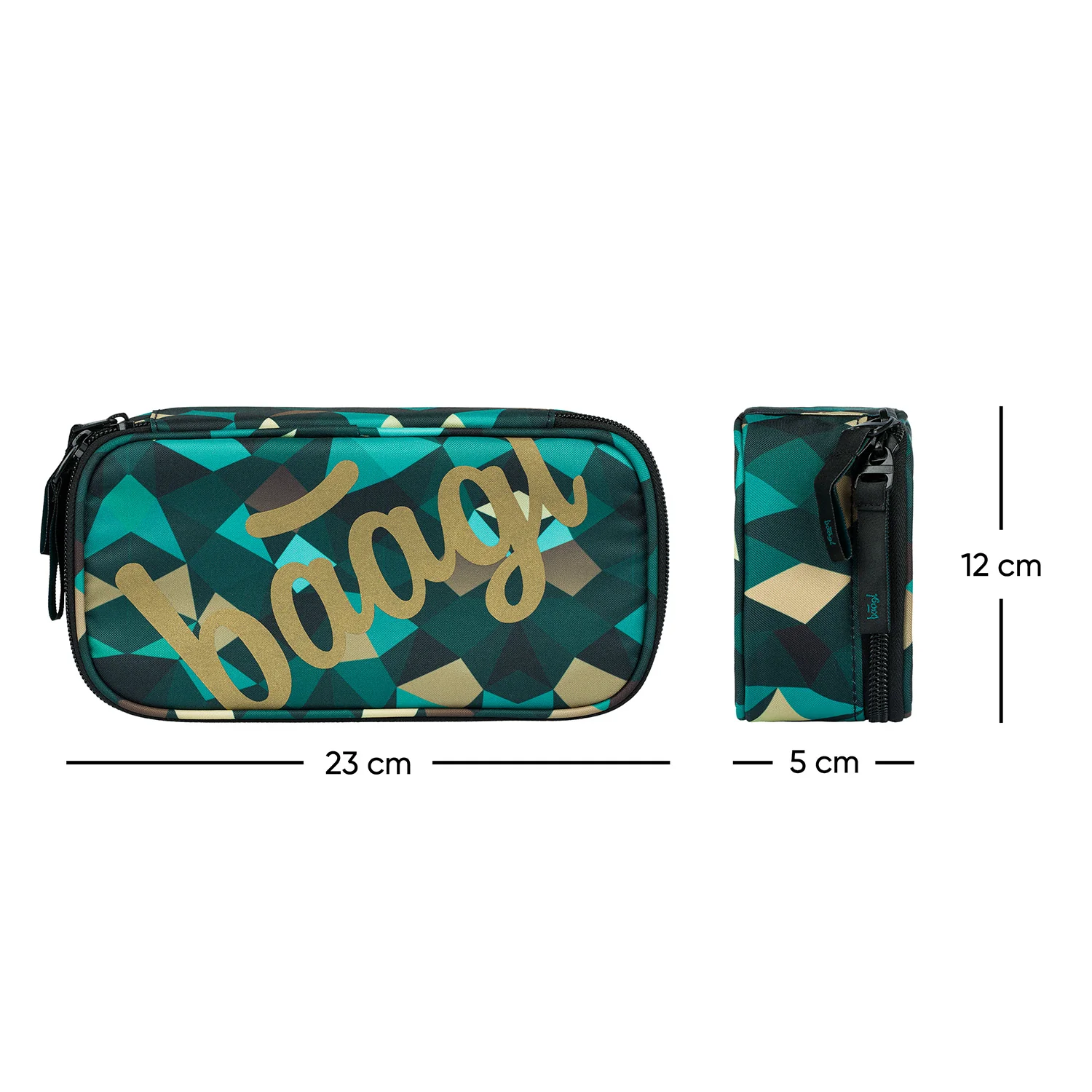 Baagl školský peračník etui Skate Polygon zelený čierny, s chlopňou