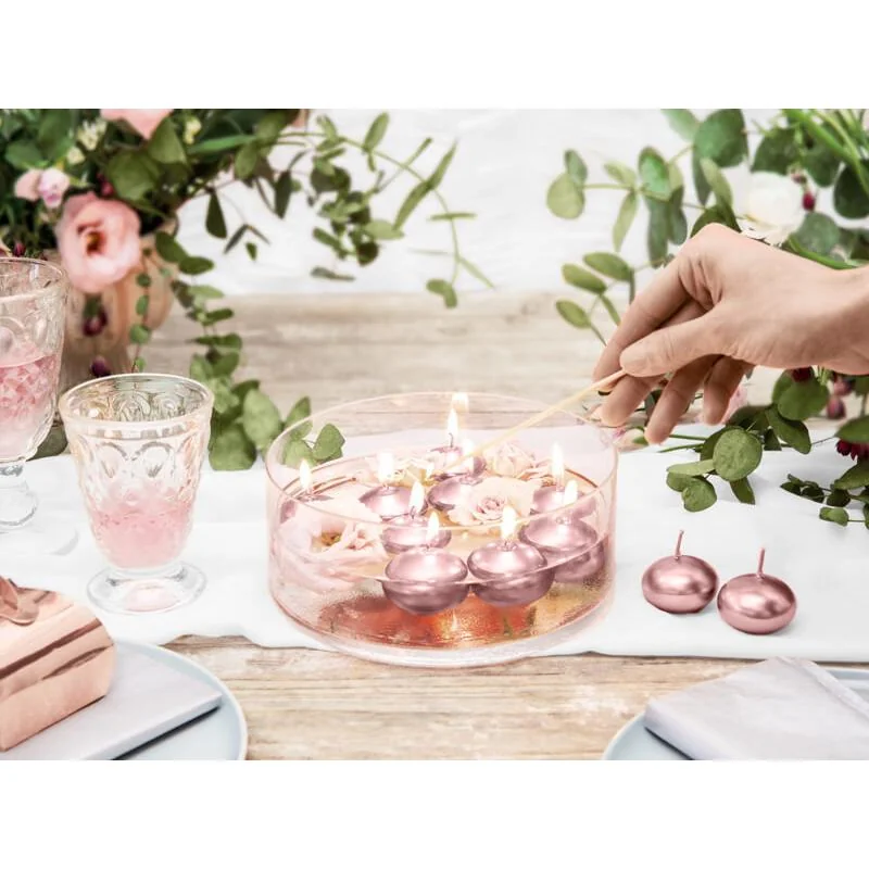PARTYDECO Plávajúce sviečky ružovo-zlaté 4 cm 50 ks