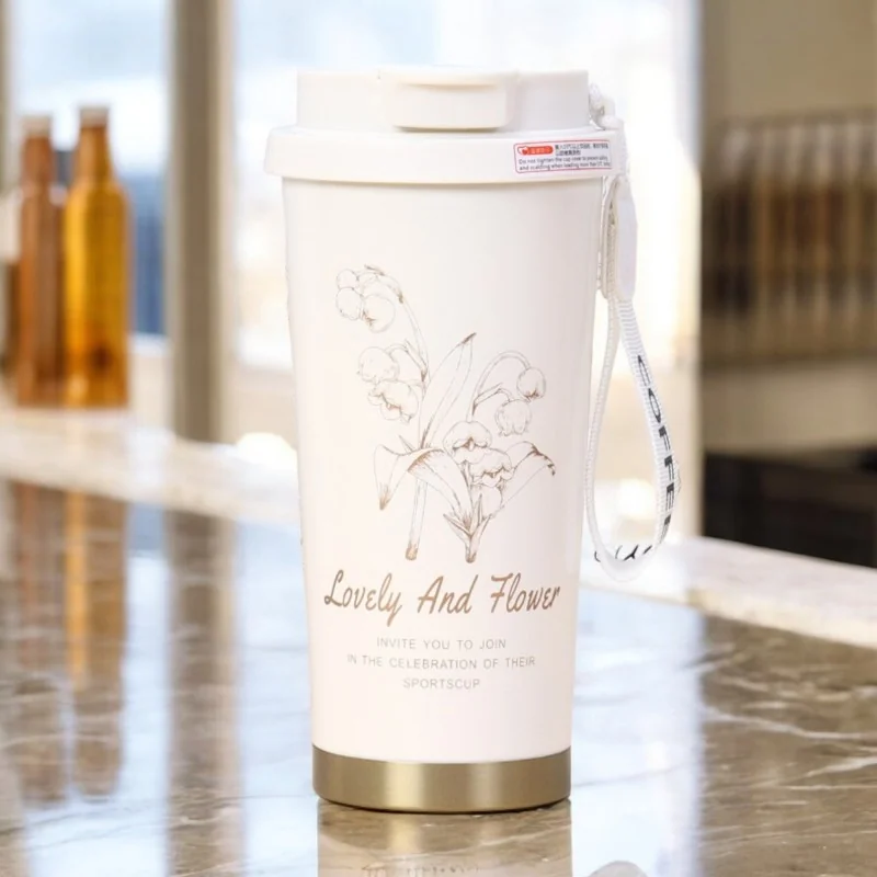 Livefy termohrnček Lovely Flower 550ml, béžový