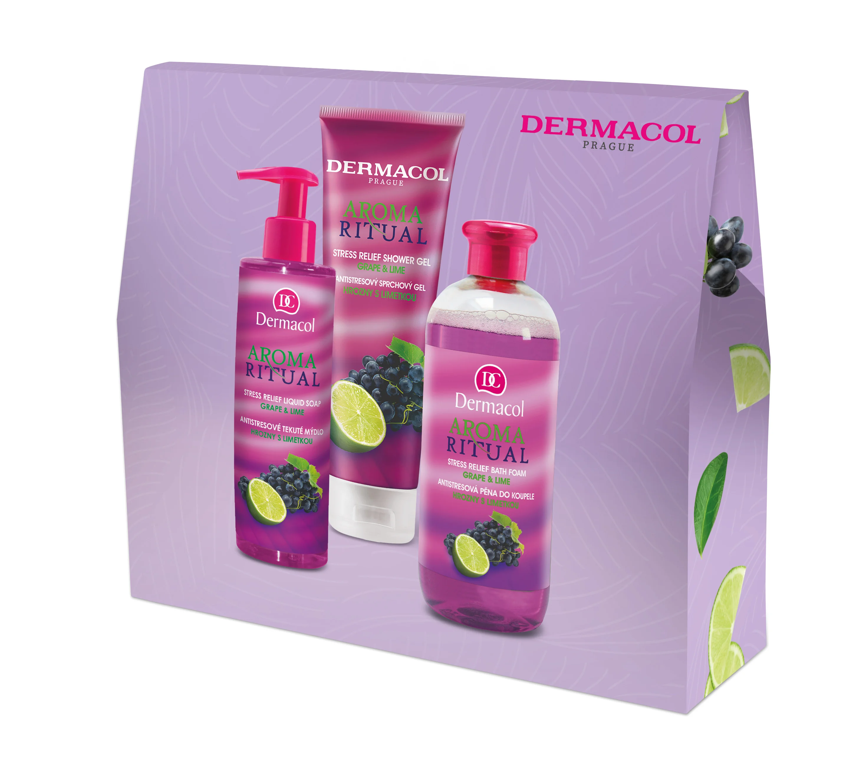 Dermacol Darčekový balíček Aroma Ritual Hrozno s limetkou I. 250 ml, 250 ml, 500 ml