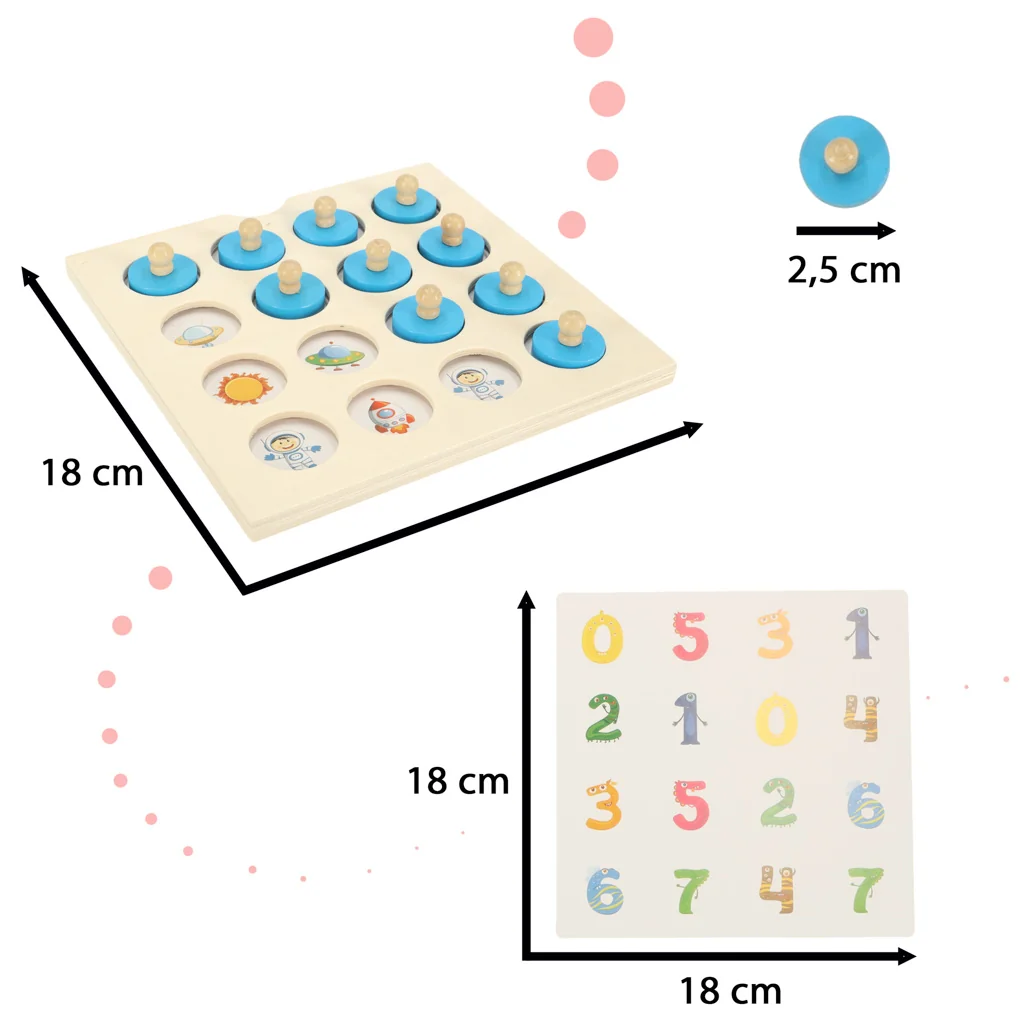 Logická hra drevená, puzzle s hríbikmi a 4 kartami