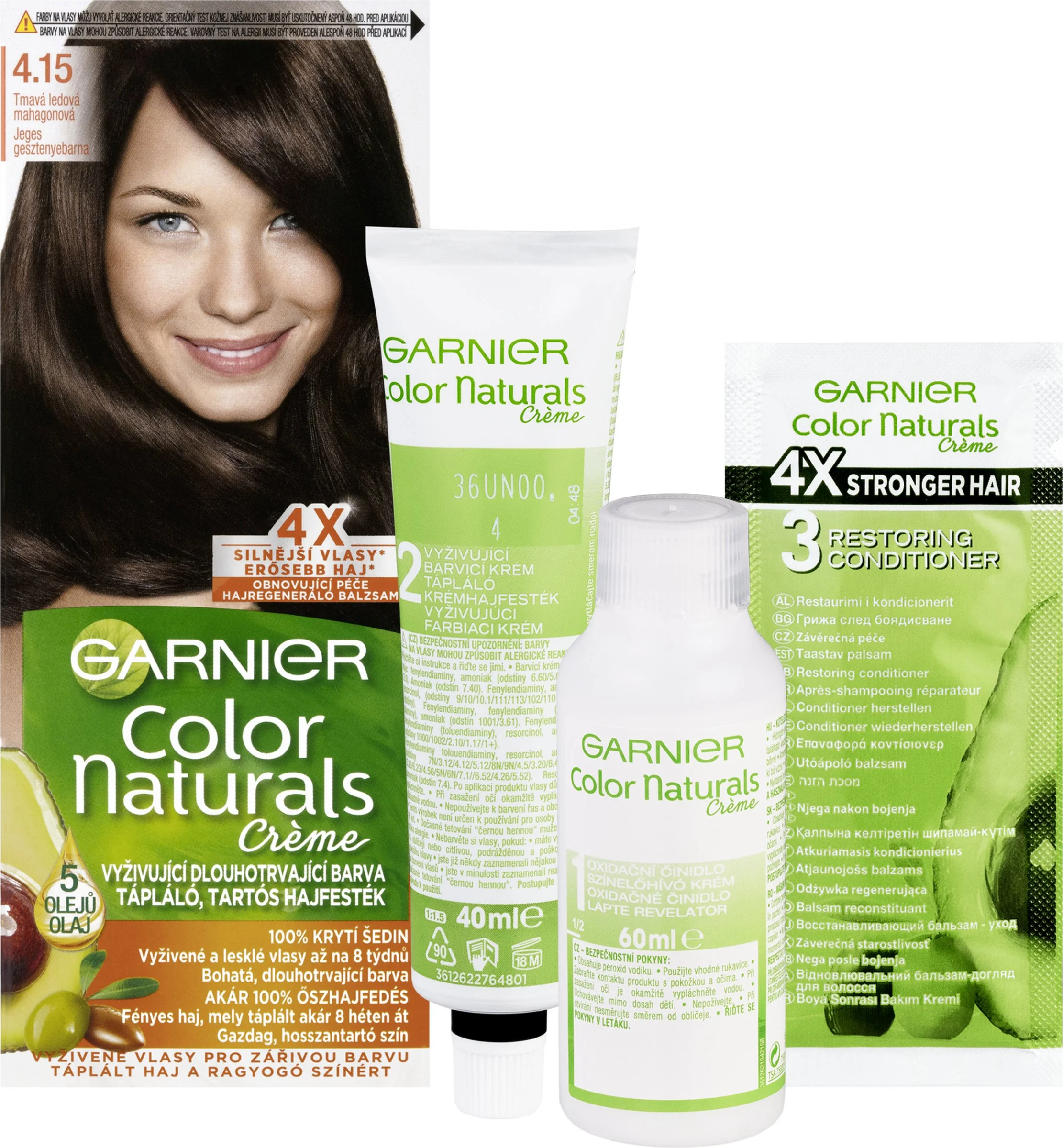 Garnier Color Naturals permanentná farba na vlasy 4.15 Tmavá ľadová mahagónová 1×1 kus, farba na vlasy