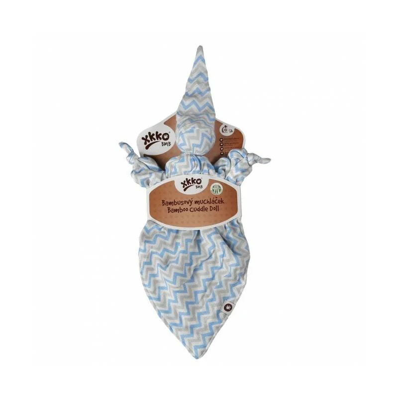 XKKO Bambusový maznáčik - Scandinavian Baby Blue Chevron