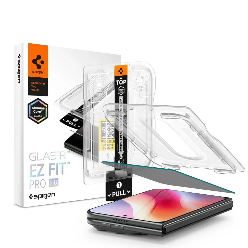 Spigen Glas.Tr Ez Fit Privacy ochranné sklo na iPhone Duo, čierne