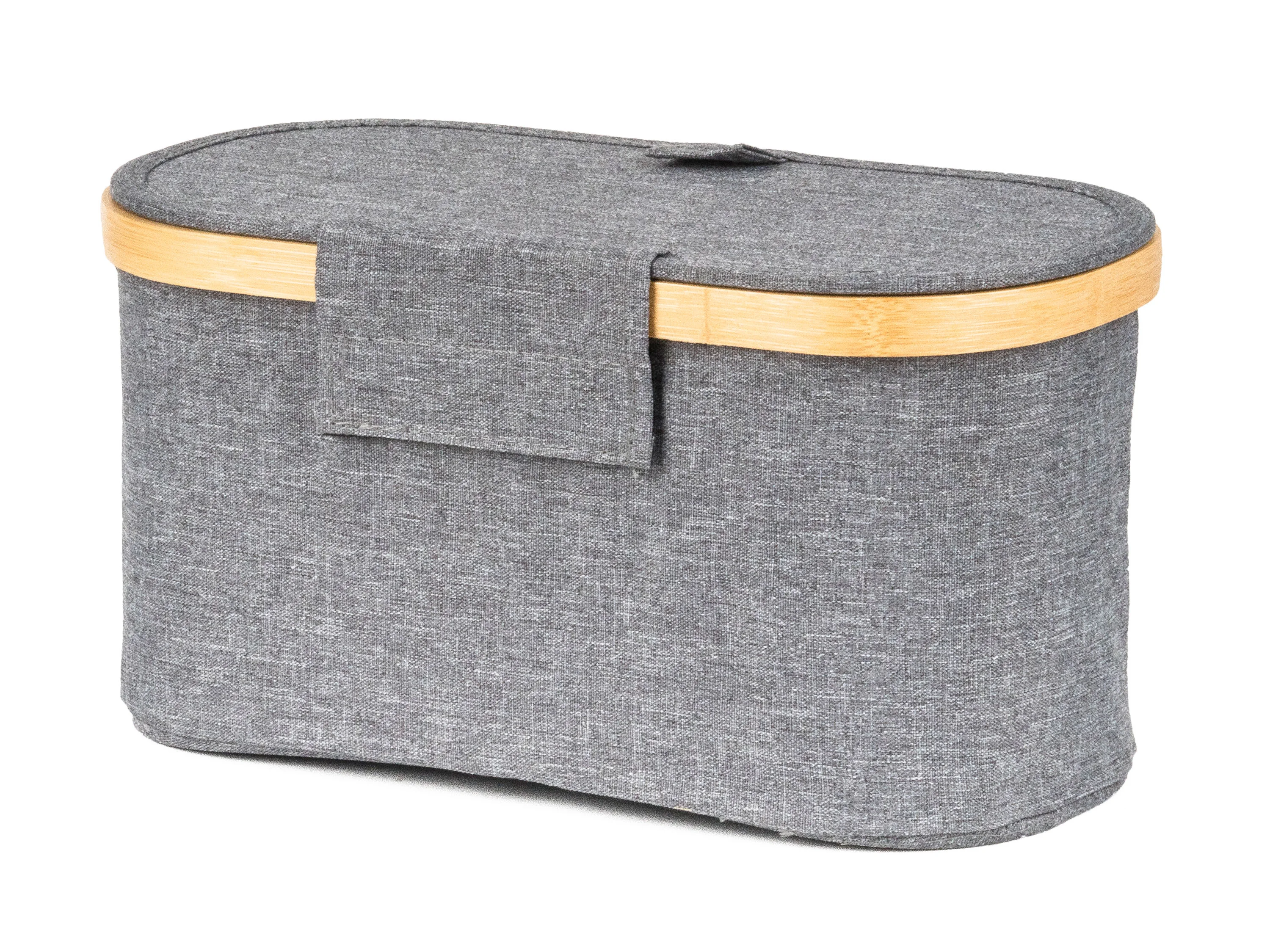 Úložný box G21 30 x 15 x 15 cm, bambusový s vekom, sivý UBG21BAM004G